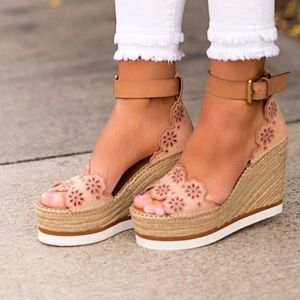 See By Chloe Espadrille Wedge Sandals With Ankle Strap Size 9 US